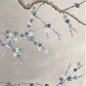 A painting depicting a flowering tree in a chinoiserie style, highlighting London's unique artistic influences.