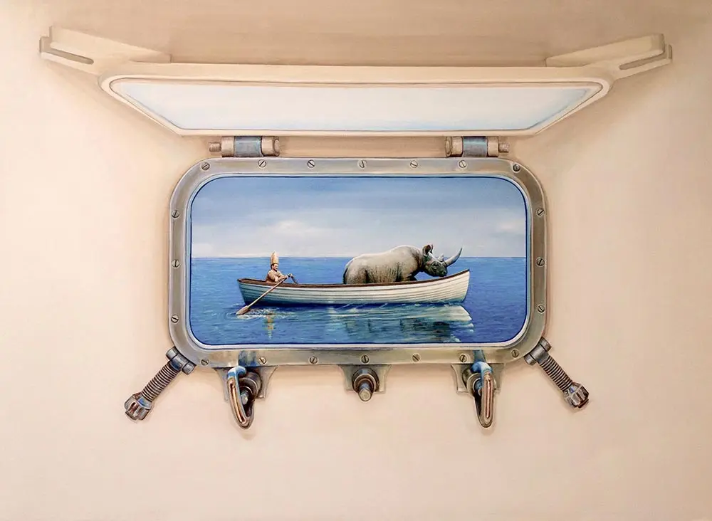 Rhino in boat