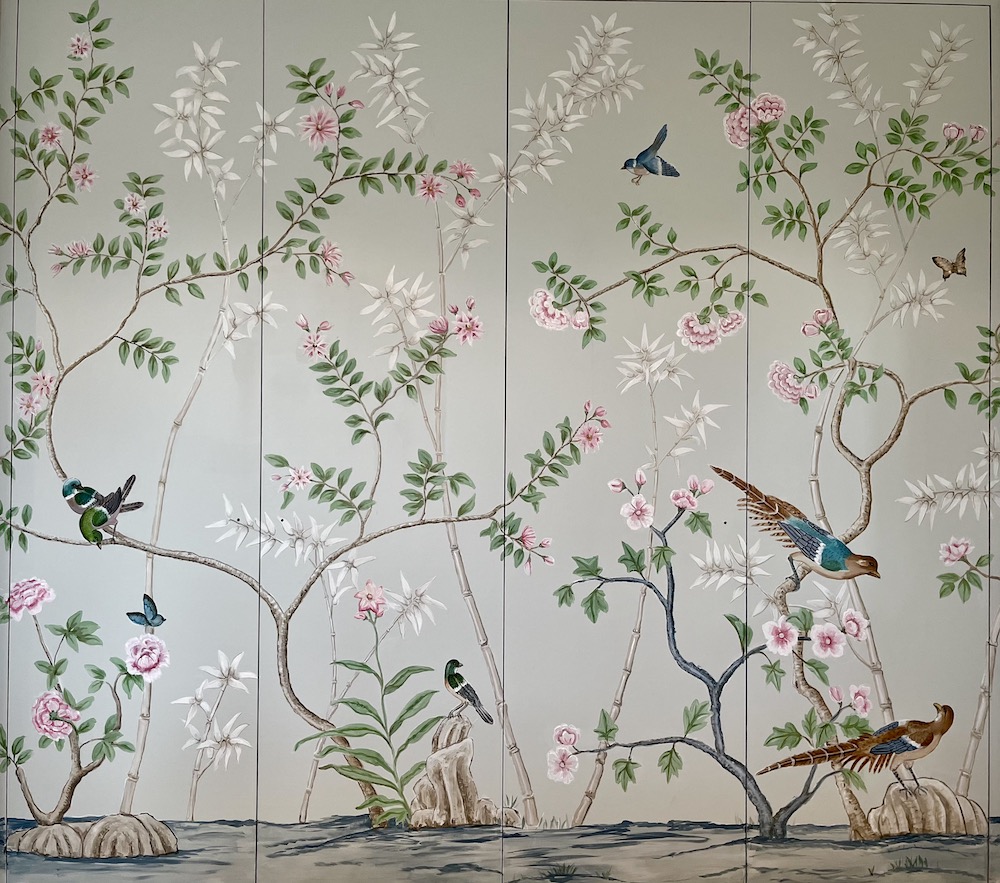 chinoiserie hand painted mural