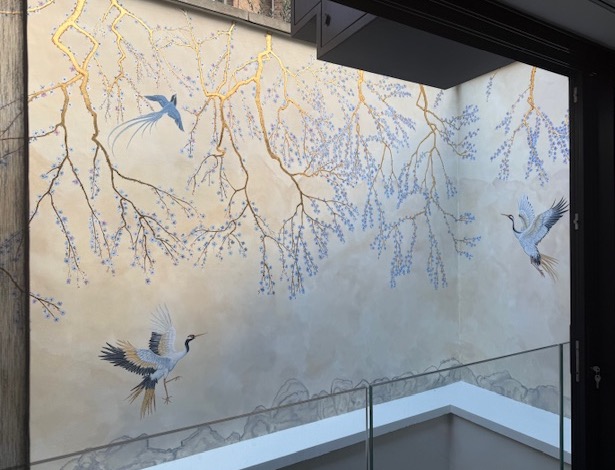 Chinoiserie mural for lightwell design in London