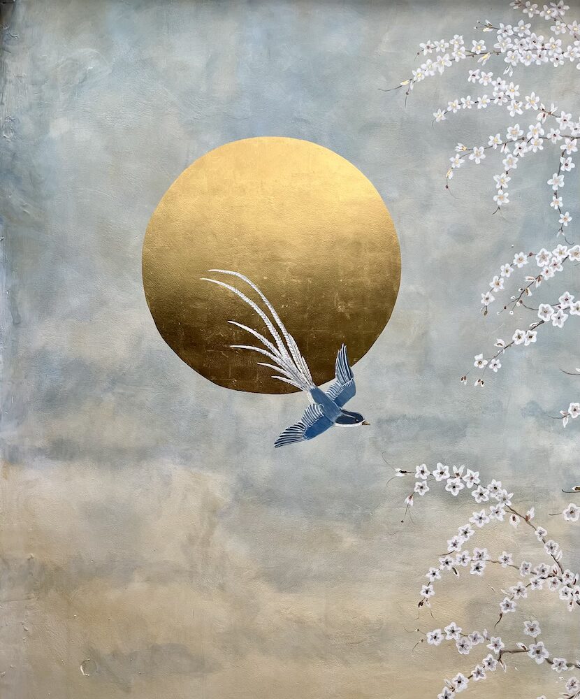 Mural with gold leaf sun